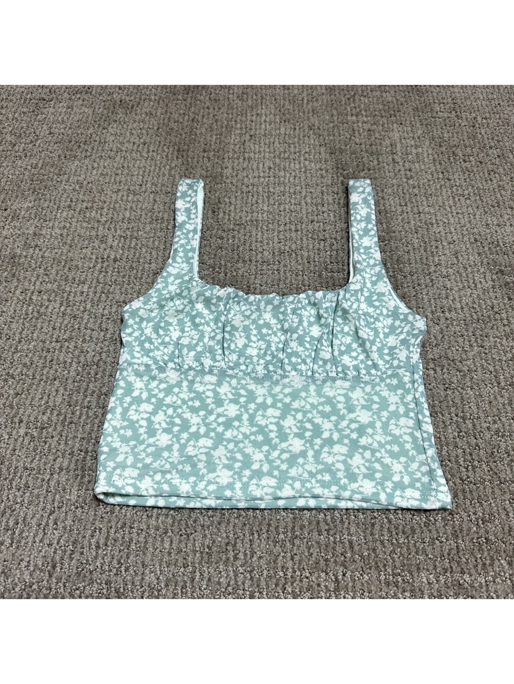 Altar’d State Tank Green White Floral Sleeveless Women’s Size Small
